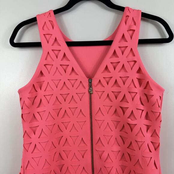 Lilly Pulitzer Mango Pink Sun Ray Daisy Laser Cut Scuba Ponte Shift Dress Small - Picture 8 of 16